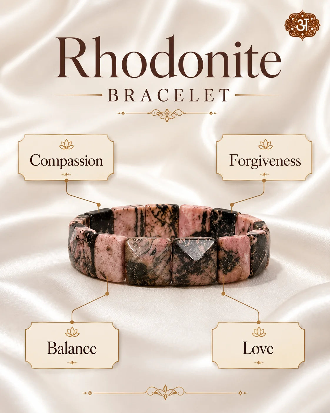Rhodonite Pyramid Bracelet