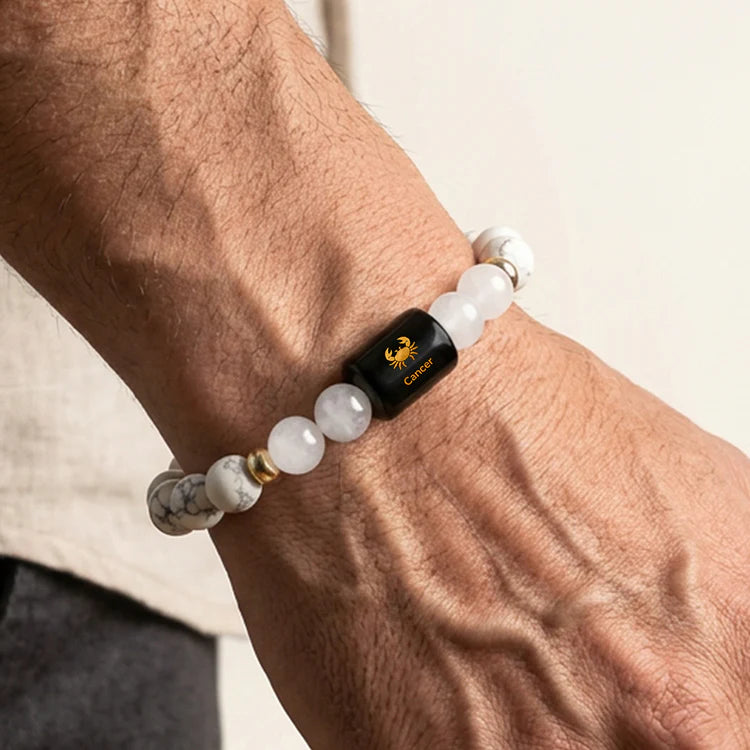 Cancer (कर्क राशि) Zodiac Howlite & Milky Quartz Bracelet