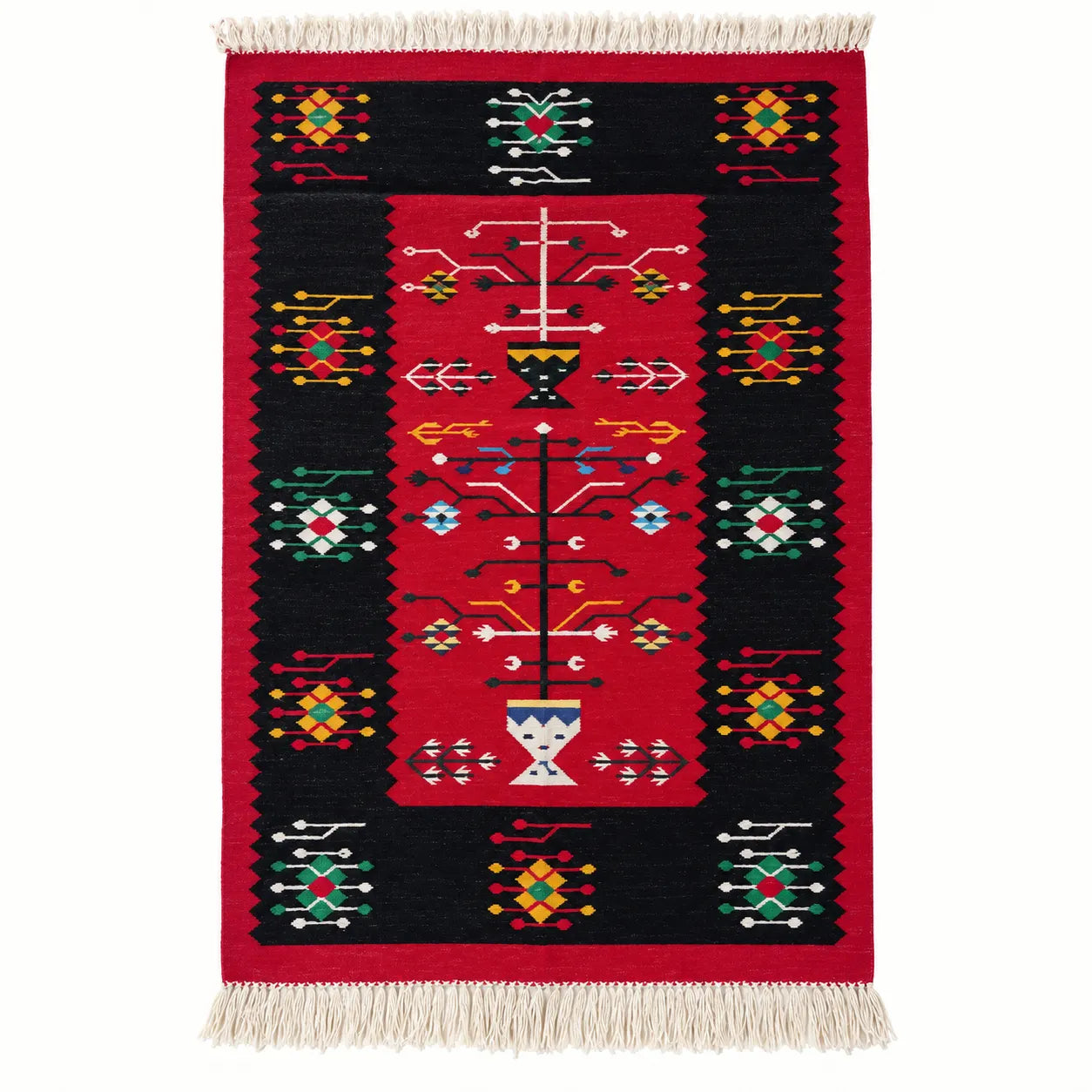 Folk Motif Handwoven Dhurrie