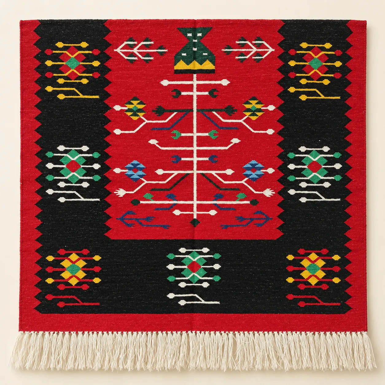 Folk Motif Handwoven Dhurrie