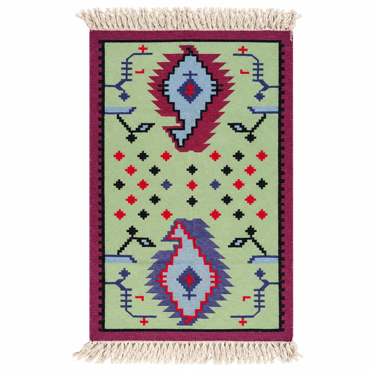 Dual Motif Geometric Handwoven Dhurrie