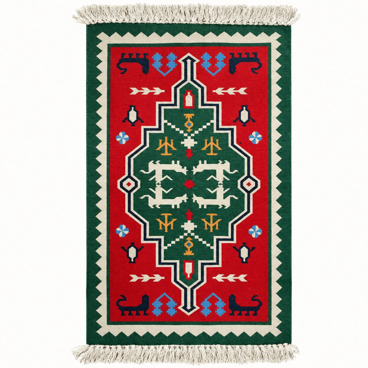 Central Medallion Folk Dhurrie