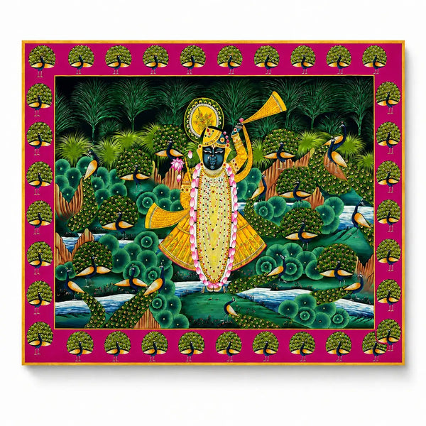 Peacock Pichwai in Pichwai Painting by Diwakar Sharma