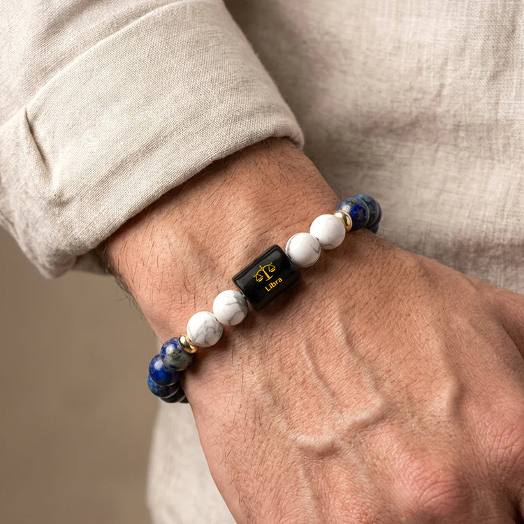 Libra (तुला राशि) Zodiac Lapis Lazuli & Howlite Bracelet
