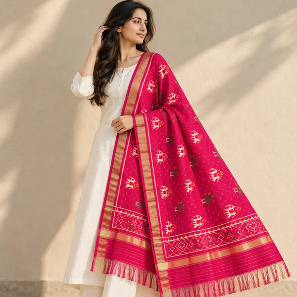 Gaj & Shuka Ikat Patola Dupatta