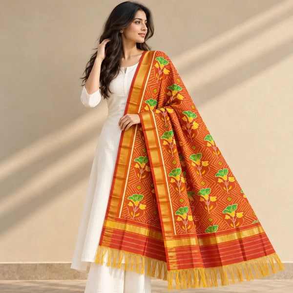 Vasanta Bloom Ikat Patola Dupatta