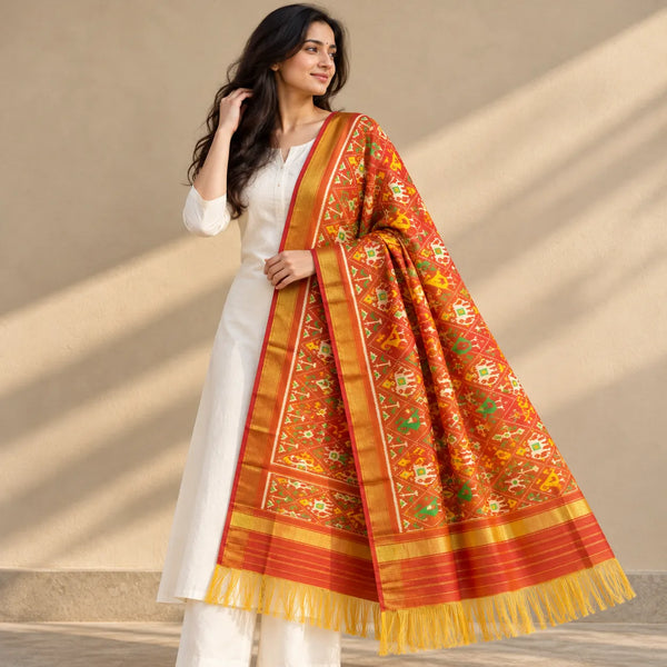 Aaranya Motif Single Ikat Patola Dupatta