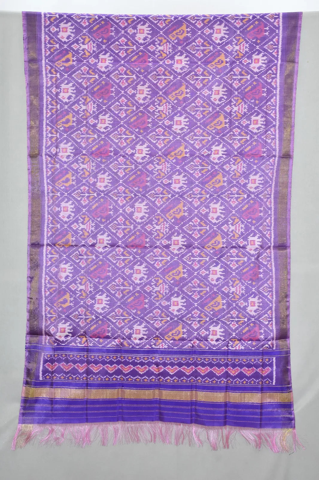 Handwoven Paisley and Floral Single Ikat Patola Dupatta
