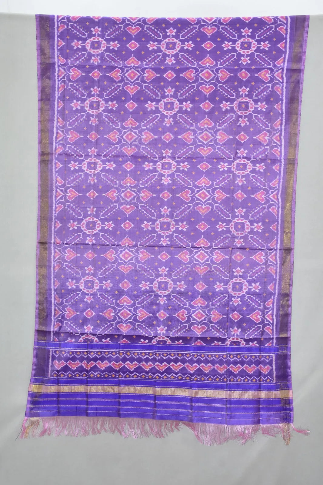 Floral Geometric Single Ikat Patola Silk Dupatta