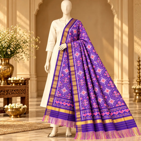 Diamond Blossom Single Ikat Patola Dupatta