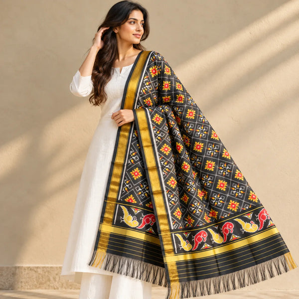 Artisan Diamond & Paisley Patola Dupatta