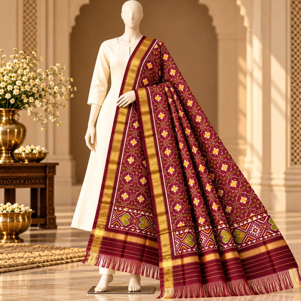 Heritage Floral Diamond Patola Dupatta