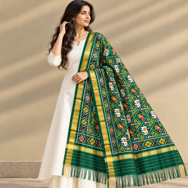 Heritage Elephant Motif Patola Dupatta