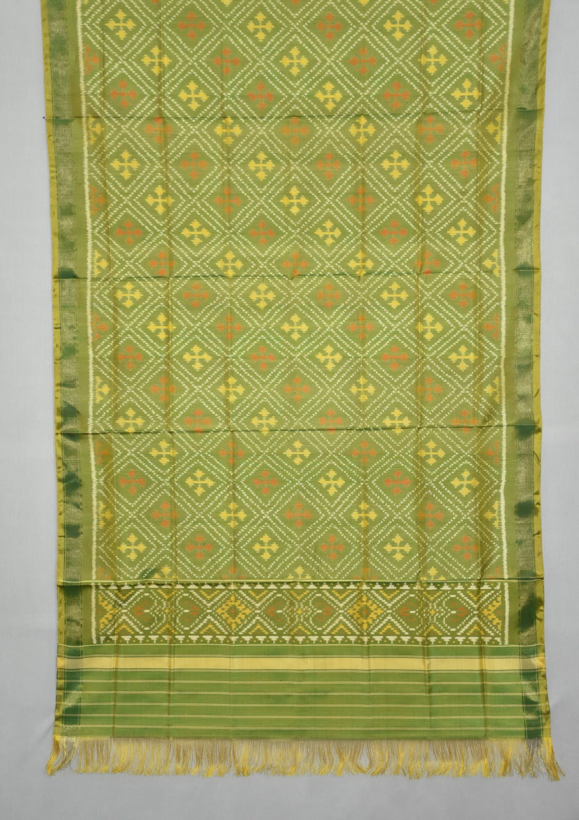 Traditional Diamond Motif Single Ikat Patola Dupatta