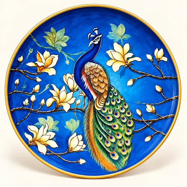 Peacock Blossom in Pichwai Plate by Diwakar Sharma