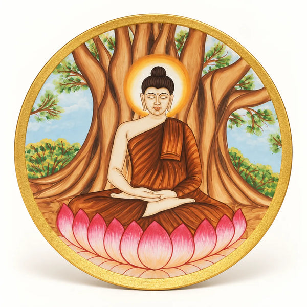 Buddha in Pichwai Plate by Diwakar Sharma