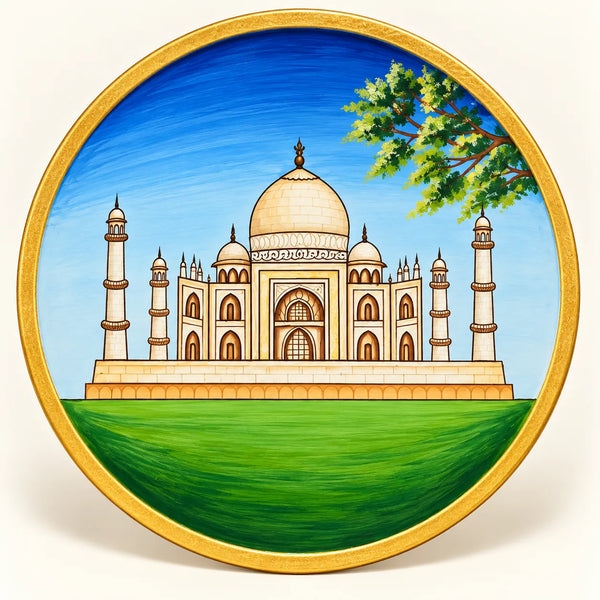 Taj Mahal Heritage in Pichwai Plate by Diwakar Sharma
