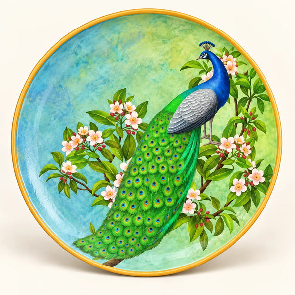 Peacock Garden in Pichwai Plate by Diwakar Sharma